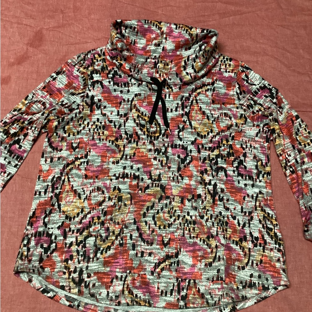 Ladies Beautiful Big Neck Ruby Rd Large Pullover Sweater Shirt Big Pocket Front
